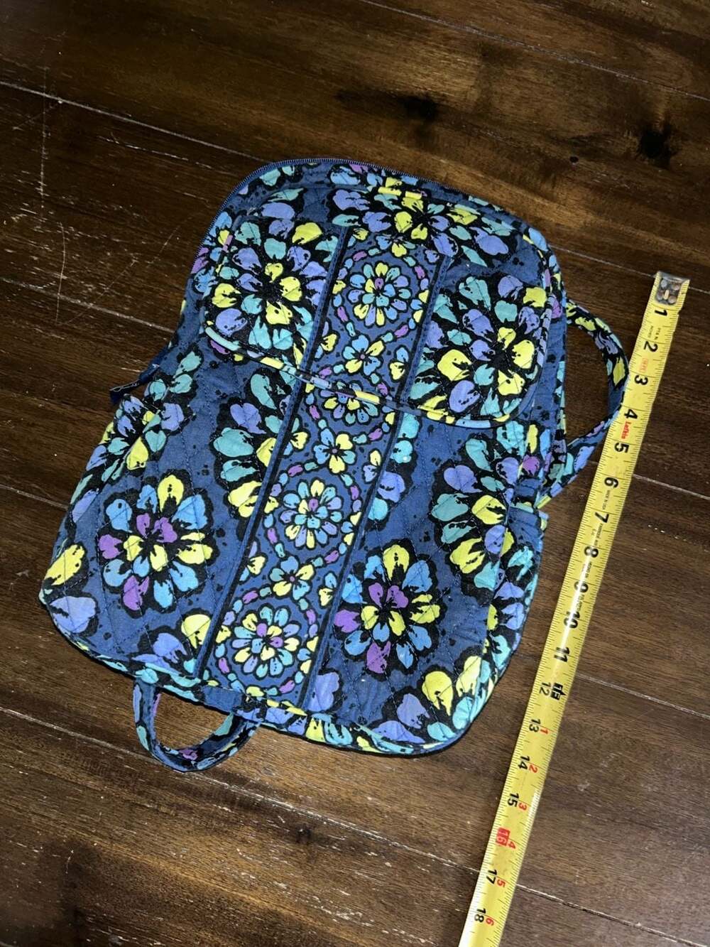 Vera Bradley Mini Backpack in Indigo Pop Quilted Cotton Pattern - Picture 2 of 6